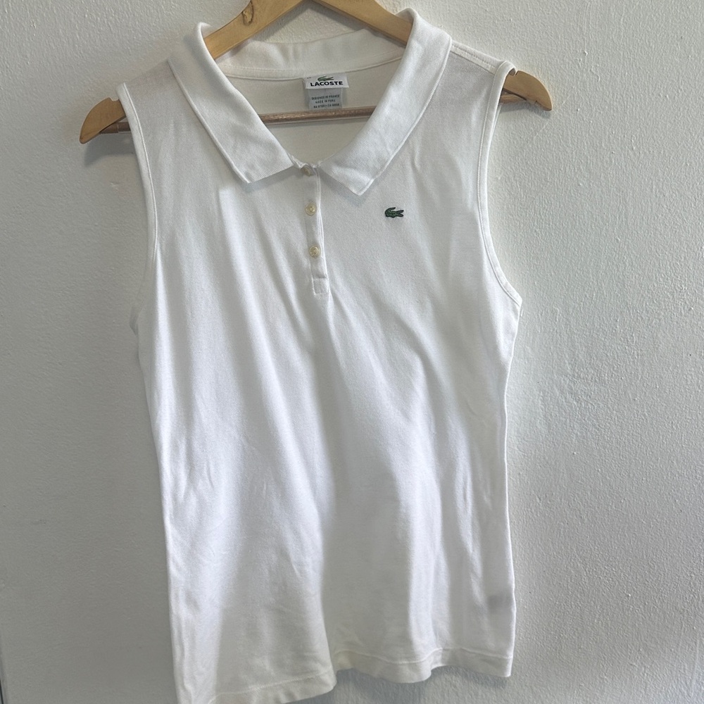 Lacoste Women's White Sleeveless Tank Top